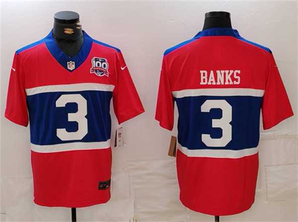Men's New York Giants #3 Deonte Banks Century Red 100TH Season Commemorative Patch Limited Stitched Jersey,We sell and wholesale Men's New York Giants #3 Deonte Banks Century Red 100TH Season Commemorative Patch Limited Stitched Jersey on line form chian!